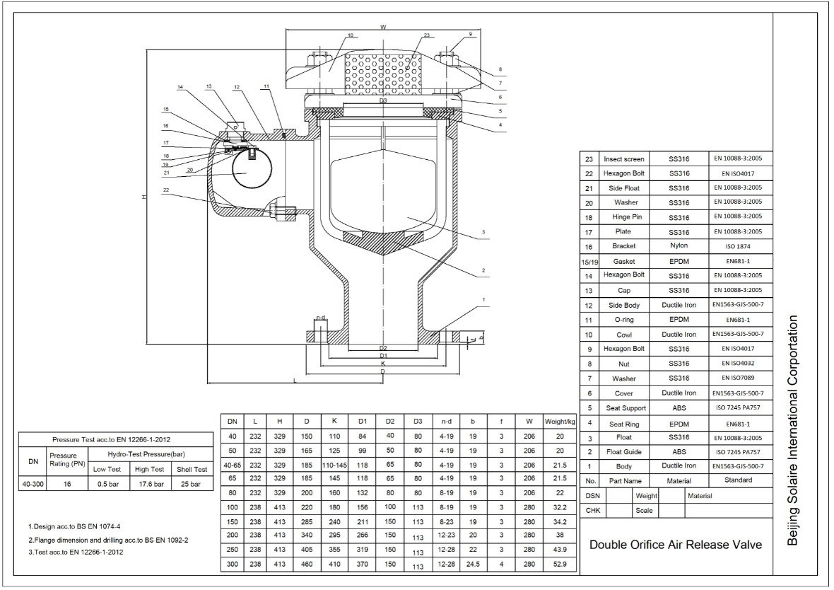 Double Orifice Air Valve